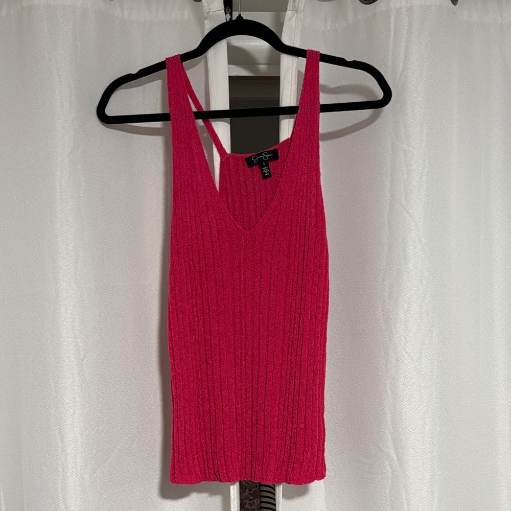 Jessica Fuchsia Ribbed Knit Tank Top